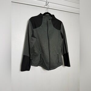 Women’s Athletic Zip Up Jacket Gray Black Pockets Size M